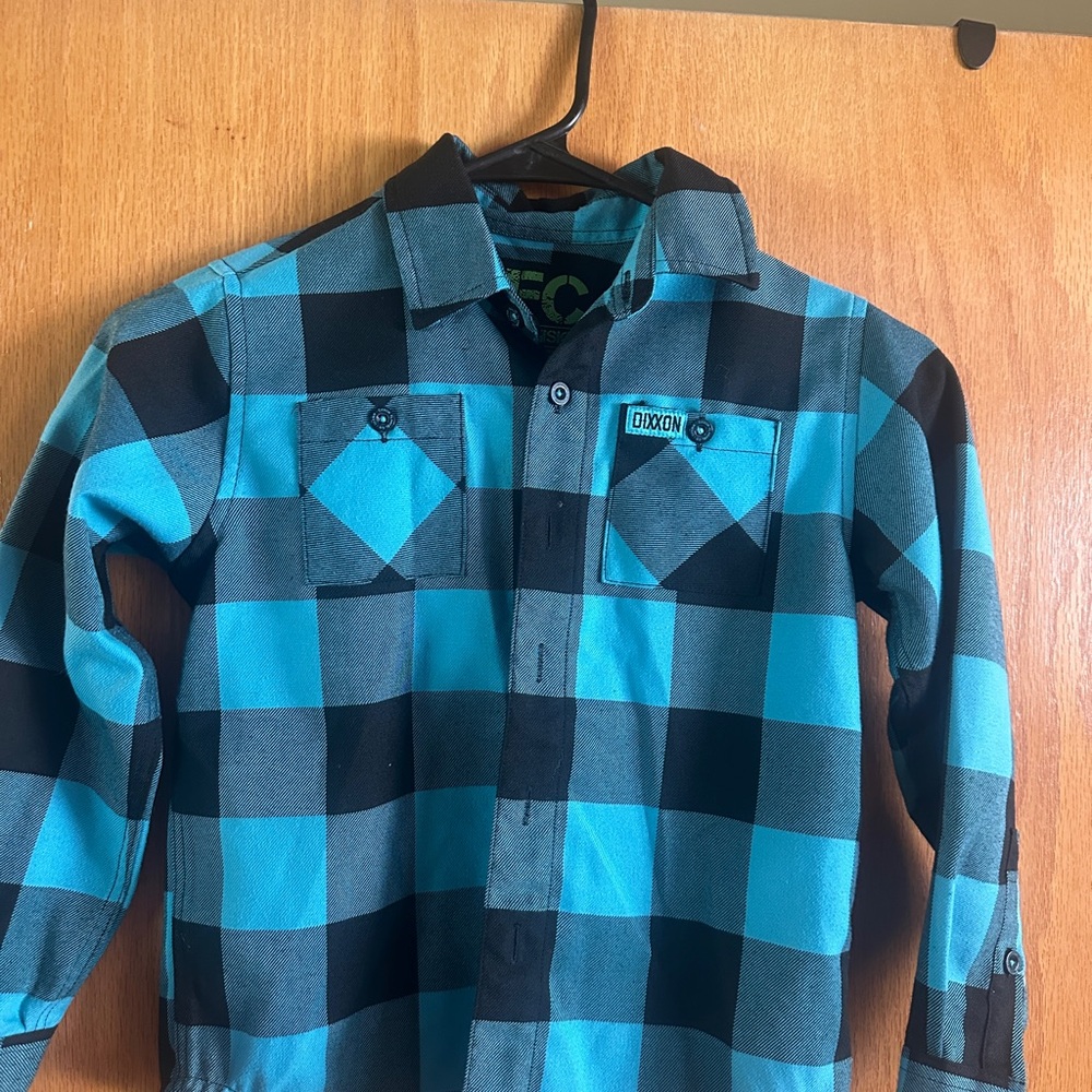 Youth Dixxon Blue and Black Plaid Shirt